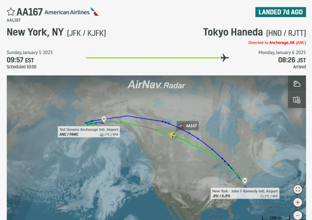 American Airlines 787 Anchorage