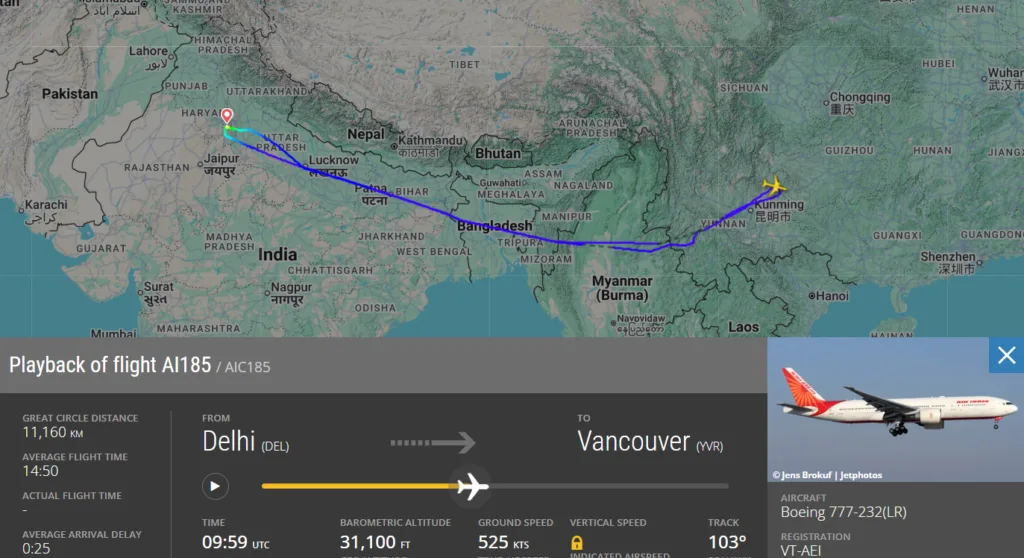 Air Canada Wrong Aircraft